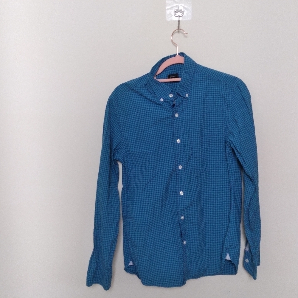 J. Crew Blue Plaid Slim Fit Long Sleeve Button Down Shirt Size Small